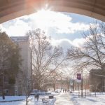 McMaster archway in winter