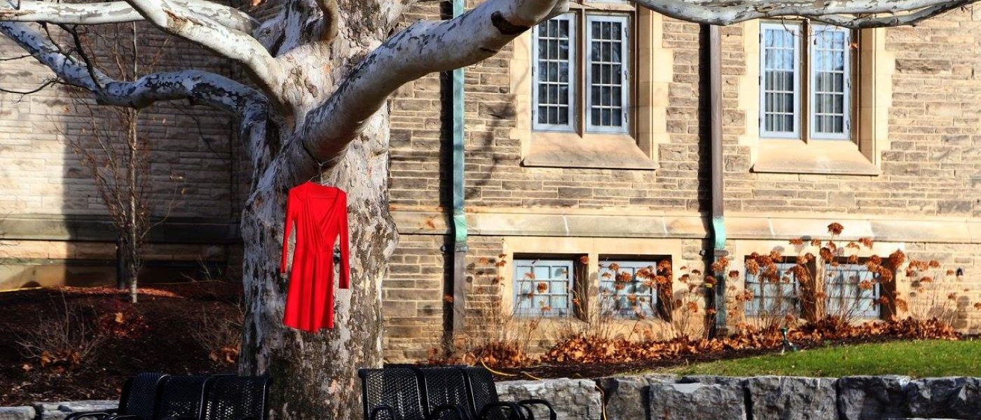 red dress hangina in a tree